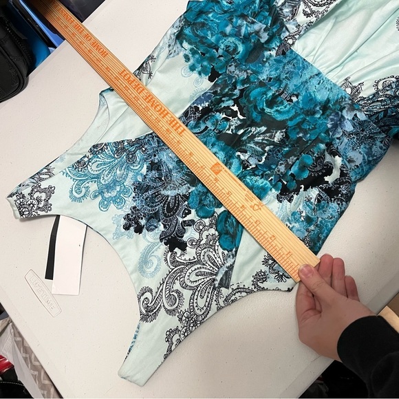 Lady Vintage Tea Dress Teal Collage UK 10 US 6 Q2 - Picture 7 of 7